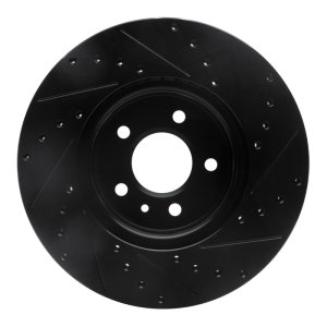 Cadillac CT4 Brake Rotor (1) - Front Left - R1 Concepts - Drilled & Slotted - Black - `13-`25